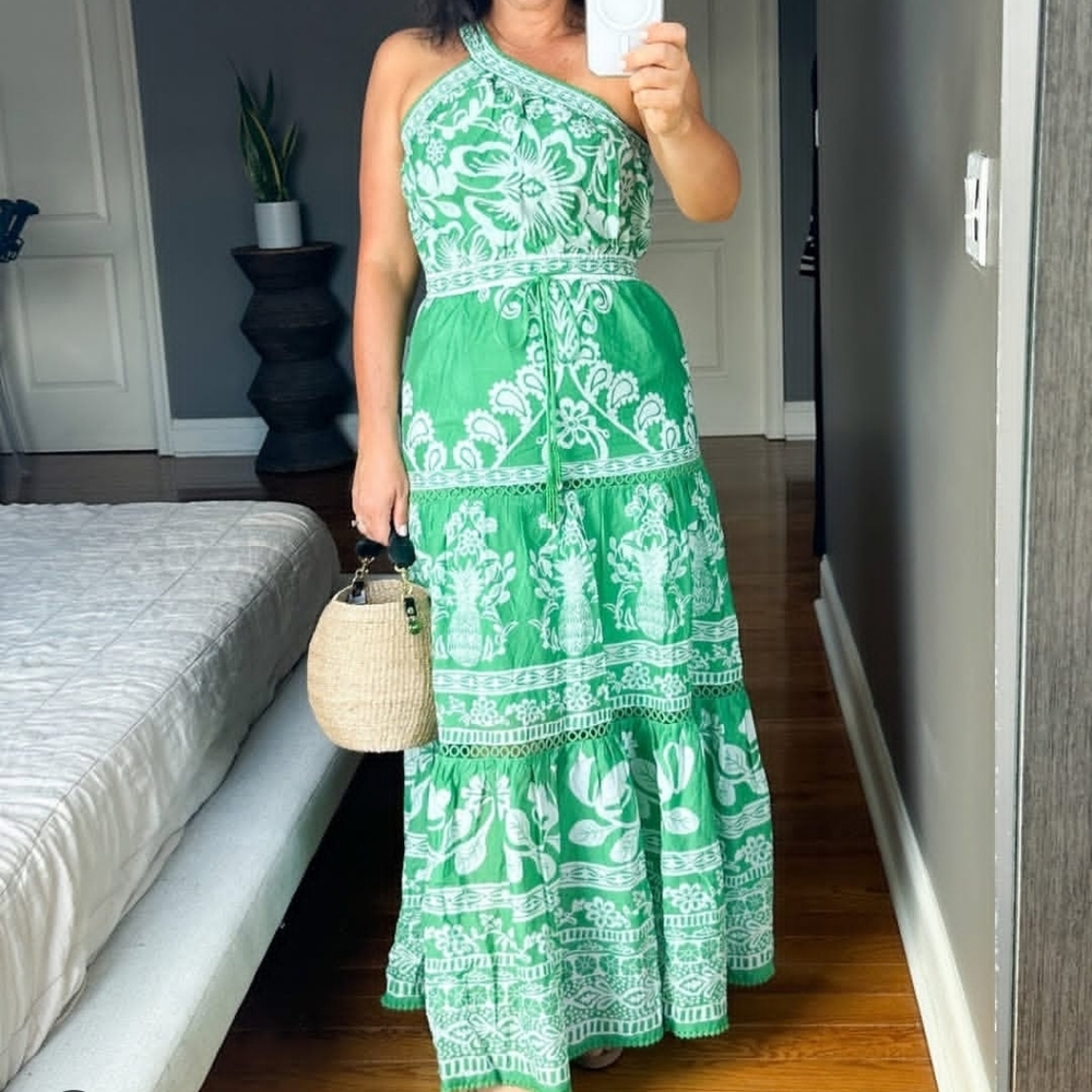 Farm Rio Green Floral One Shoulder Maxidress - Picture 8 of 8